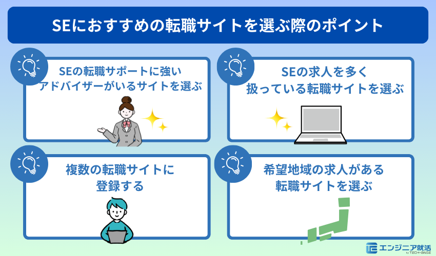 SEにおすすめの転職サイトを選ぶ際のポイント